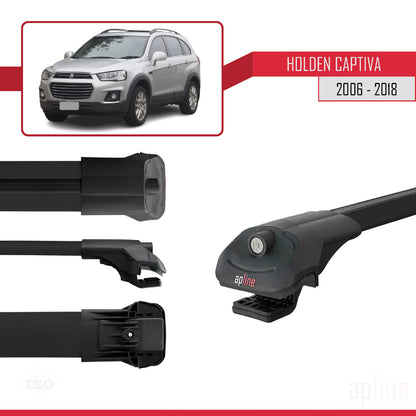 Compatible avec Holden Captiva 2006-2018 ACE-1 Barres de Toit Railing Porte-Bagages de Voiture Noir Aluminium 3 Barres