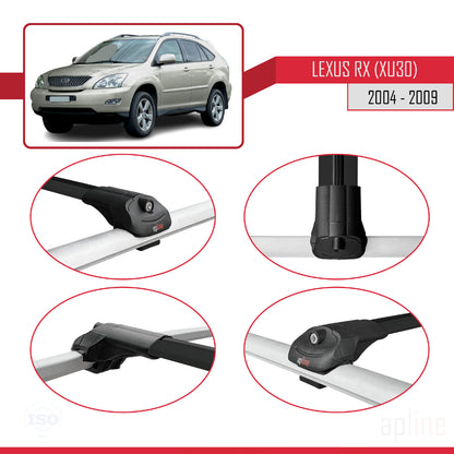 Compatible avec Lexus RX 2 (XU30) 2004-2009 ACE-1 Barres de Toit Railing Porte-Bagages de Voiture Noir Aluminium 3 Barres