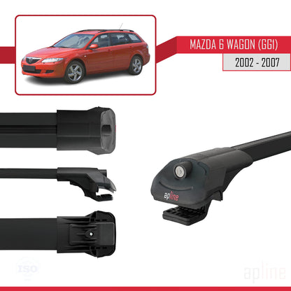 Compatibile con Mazda 6 I (GG1) 2002-2007 ACE-1 Barre Tetto Portapacchi Auto Barre Portatutto Nero Alluminio 2 Barre