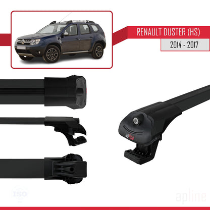 Compatible avec Renault Duster (HS) Post-Facelift 2014-2017 ACE-1 Barres de Toit Railing Porte-Bagages de Voiture Noir Aluminium 2 Barres