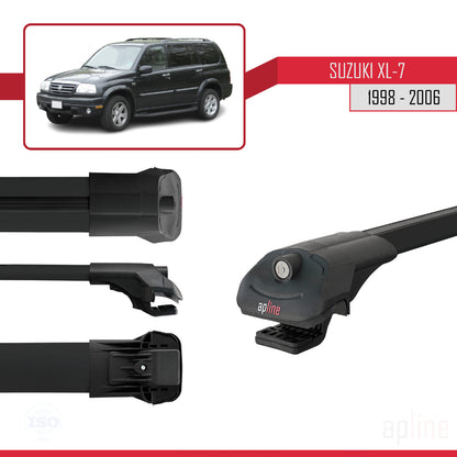 Kompatibel mit Suzuki XL-7 1998-2006 ACE-1 Relingträger Dachträger Auto Gepäckträger Schwarz Aluminium 3 Stangen