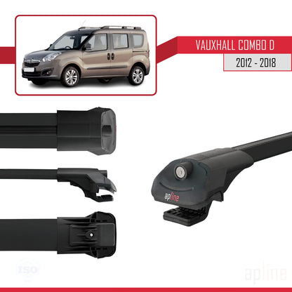 Compatible avec Vauxhall Combo D 2012-2018 ACE-1 Barres de Toit Railing Porte-Bagages de Voiture Noir Aluminium 3 Barres