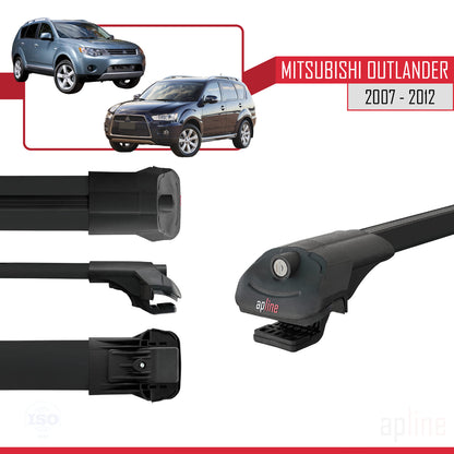 Compatible avec Mitsubishi Outlander 2 2007-2012 ACE-1 Barres de Toit Railing Porte-Bagages de Voiture Noir Aluminium 3 Barres