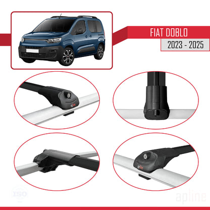 Compatibile con Fiat Doblo 3 2023-2025 ACE-1 Barre Portatutto Railing Portapacchi Auto Alluminio Nero 2 Barre