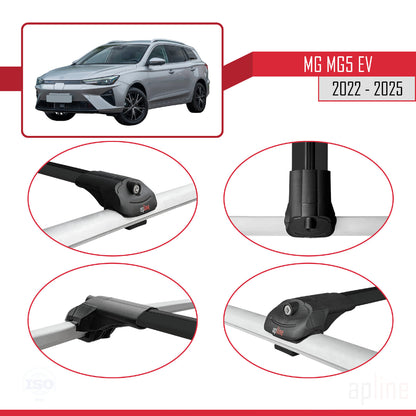 Compatible avec MG 5 EV 2022-2025 ACE-1 Barres de Toit Railing Porte-Bagages de Voiture Noir Aluminium 2 Barres