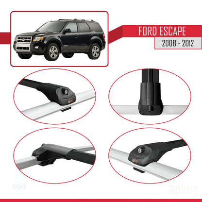 Compatibile con Ford Escape 2008-2012 ACE-1 Barre portatutto per auto Portapacchi in alluminio nero 3 barre