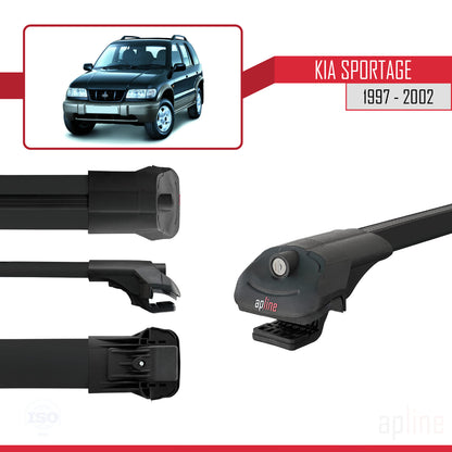 Compatible avec Kia Sportage 1997-2002 ACE-1 Barres de Toit Railing Porte-Bagages de Voiture Noir Aluminium 2 Barres