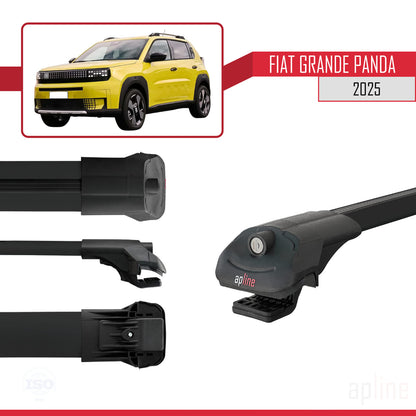 Compatible avec Fiat Grande Panda 2025 ACE-1 Barres de Toit Railing Porte-Bagages de Voiture Noir Aluminium 3 Barres
