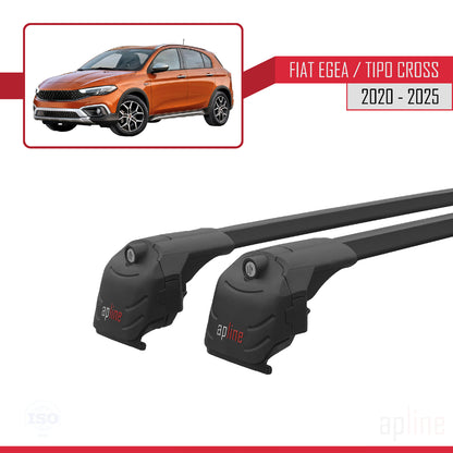 Kompatibel mit Fiat Egea Cross 2020-2025 ACE-2 Relingträger Dachträger Auto Gepäckträger Schwarz Aluminium 2 Stangen