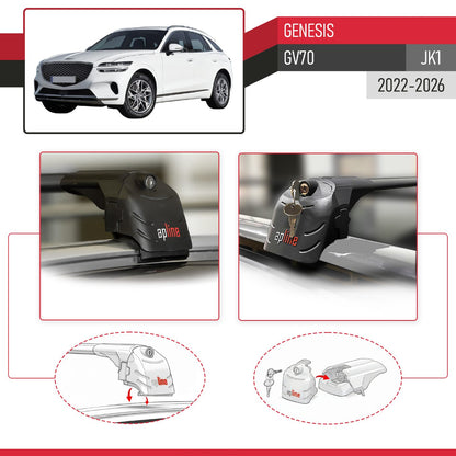 Kompatibel mit Genesis GV70 (JK1) 2022-2025 ACE-2 Relingträger Dachträger Auto Gepäckträger Schwarz Aluminium 2 Stangen