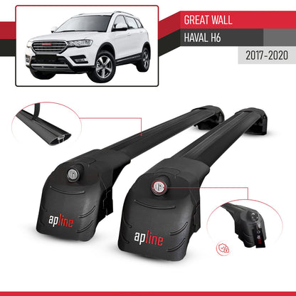 Compatible avec Great Wall Haval H6 Pre-Facelift 2017-2020 ACE-2 modèle Barres de Toit Railing Porte-Bagages de Voiture Noir Aluminium Barres