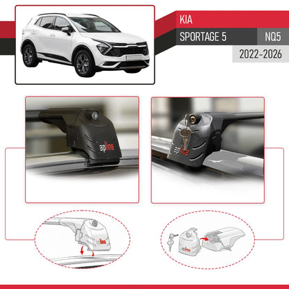 Kompatibel mit Kia Sportage 5 (NQ5) 2022-2025 Non-Sunroof ACE-2 Relingträger Dachträger Auto Gepäckträger Schwarz Aluminium 2 Stangen