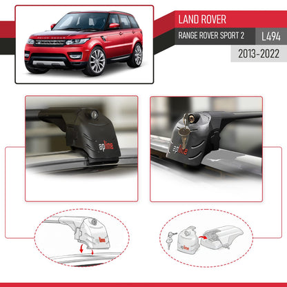 Compatible avec Land Rover Range Rover Sport 2 (L494) 2013-2022 ACE-2 modèle Barres de Toit Railing Porte-Bagages de Voiture Noir Aluminium Barres