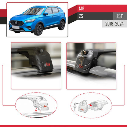 Kompatibel mit MG ZS 2018-2024 ACE-2 Relingträger Dachträger Auto Gepäckträger Schwarz Aluminium 2 Stangen