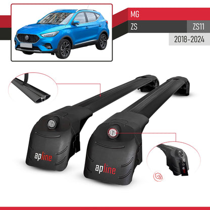 Kompatibel mit MG ZS 2018-2024 ACE-2 Relingträger Dachträger Auto Gepäckträger Schwarz Aluminium 2 Stangen