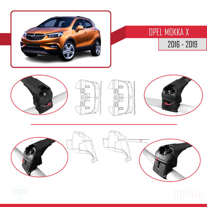 Compatibile con Opel Mokka X (J13) 2016-2019 ACE-2 Barre Tetto Portapacchi Auto Barre Portatutto Nero Alluminio 2 Barre