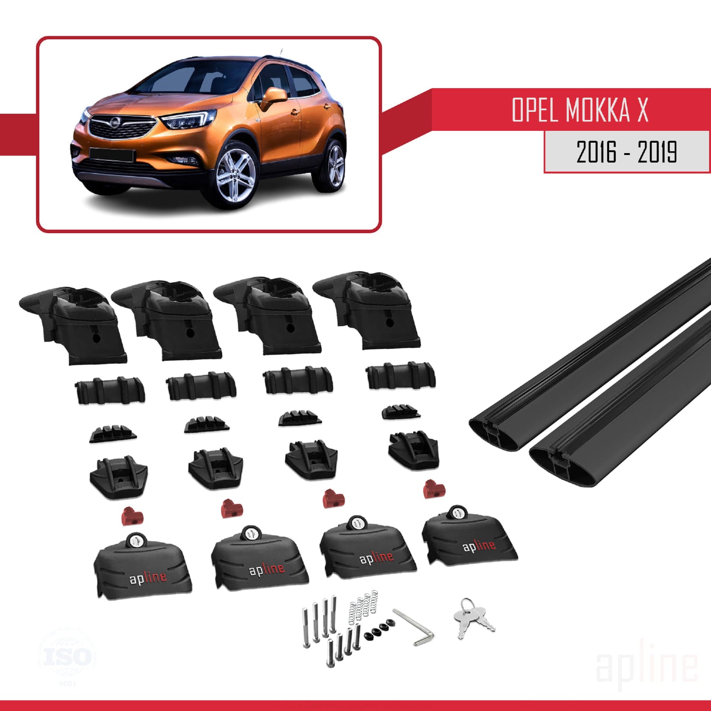 Compatibile con Opel Mokka X (J13) 2016-2019 ACE-2 Barre Tetto Portapacchi Auto Barre Portatutto Nero Alluminio 2 Barre