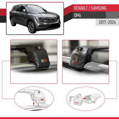Compatibile con Renault Samsung QM6 2017-2024 ACE-2 Barre Tetto Portapacchi Auto Barre Portatutto Nero Alluminio 2 Barre