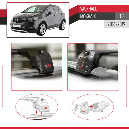 Kompatibel mit Vauxhall Mokka X (J13) 2016-2019 ACE-2 Relingträger Dachträger Auto Gepäckträger Schwarz Aluminium 2 Stangen