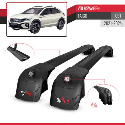 Compatible avec Volkswagen Taigo (CS1) 2021-2026 ACE-2 modèle Barres de Toit Railing Porte-Bagages de Voiture Noir Aluminium Barres
