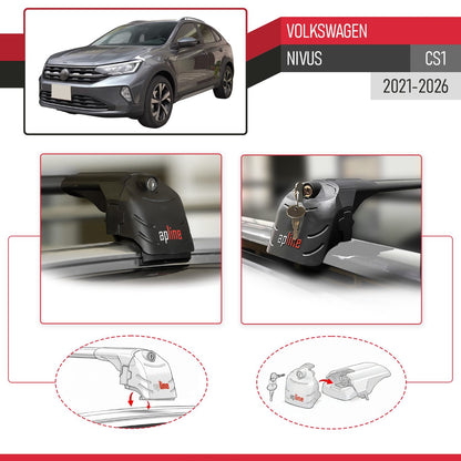 Compatible avec Volkswagen Nivus (CS1) 2021-2026 ACE-2 modèle Barres de Toit Railing Porte-Bagages de Voiture Noir Aluminium Barres