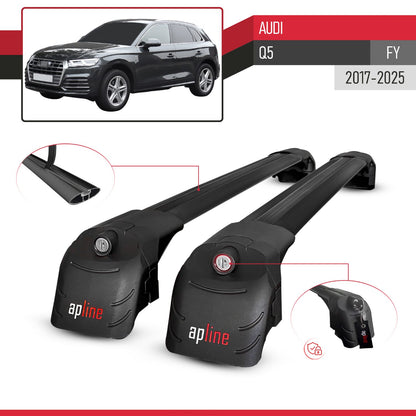 Compatible avec Audi Q5 (FY) 2017-2025 ACE-2 modèle Barres de Toit Railing Porte-Bagages de Voiture Noir Aluminium Barres