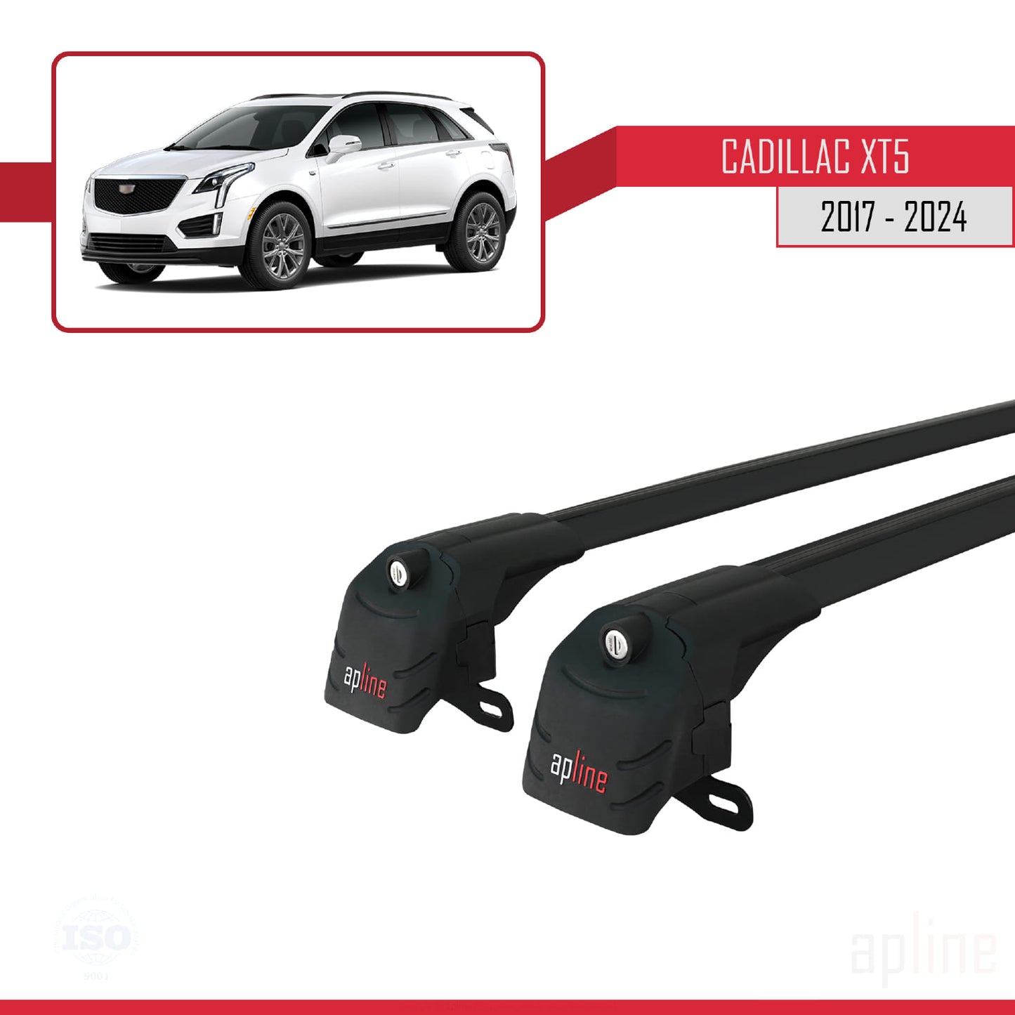 Compatibile con Cadillac XT5 2017-2024 ACE-2 Barre portatutto per auto Portapacchi in alluminio nero 2 barre