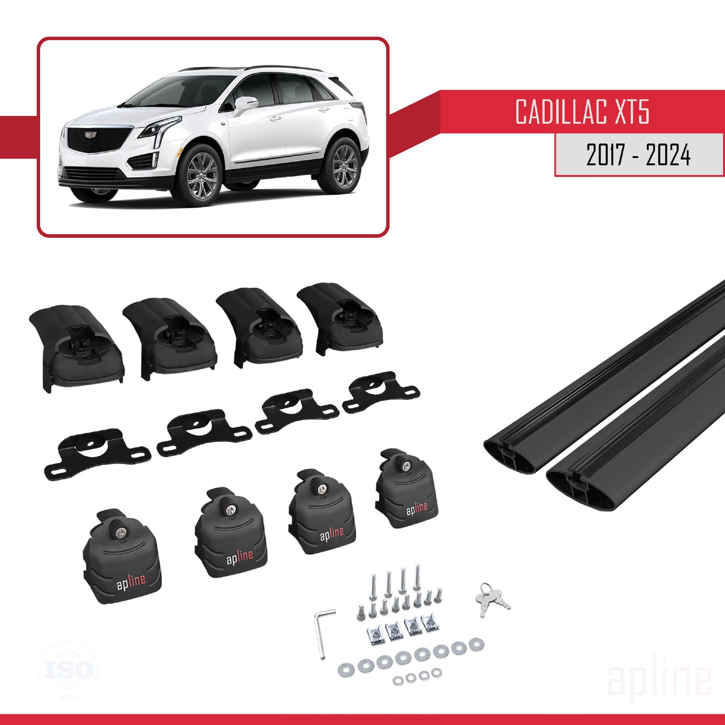 Compatibile con Cadillac XT5 2017-2024 ACE-2 Barre portatutto per auto Portapacchi in alluminio nero 2 barre