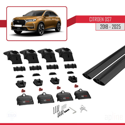 Compatible con Citroen/DS 7 Crossback 2018-2025 ACE-2 Barras de Techo Auto Portaequipajes Barras Transversales Negro Aluminio 2 Barras