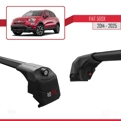 Compatible con Fiat 500X 2014-2025 ACE-2 Barras de Techo Auto Portaequipajes Barras Transversales Negro Aluminio 2 Barras