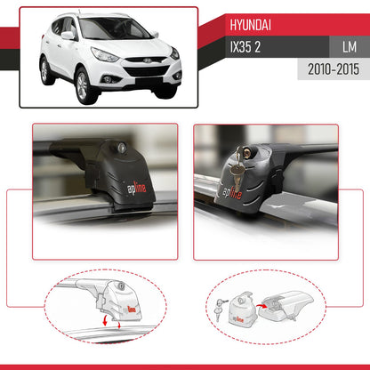 Compatibile con Hyundai ix35 2 (LM) 2010-2015 ACE-2 Barre Tetto Portapacchi Auto Barre Portatutto Nero Alluminio 2 Barre