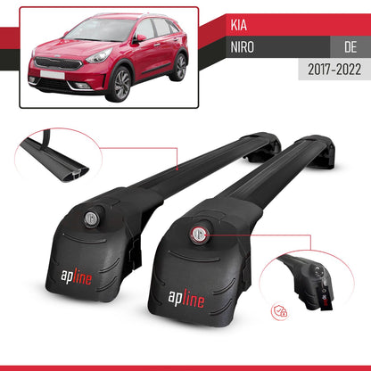 Kompatibel mit Kia Niro (DE) 2017-2022 ACE-2 Relingträger Dachträger Auto Gepäckträger Schwarz Aluminium 2 Stangen