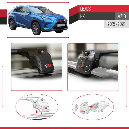 Compatibile con Lexus NX (AZ10) 2015-2021 ACE-2 Barre Tetto Portapacchi Auto Barre Portatutto Nero Alluminio 2 Barre