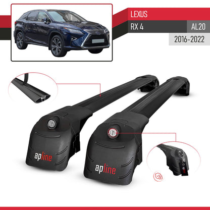 ACE-2 Dakdrager bagagedrager compatibel met Lexus RX 4 (AL20) 2016-2022 Spoorstaven Zwart Aluminium 2 Staven