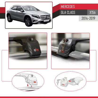 Kompatibel mit Mercedes GLA Klasse (X156) 2014-2019 ACE-2 Relingträger Dachträger Auto Gepäckträger Schwarz Aluminium 2 Stangen