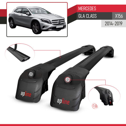 Kompatibel mit Mercedes GLA Klasse (X156) 2014-2019 ACE-2 Relingträger Dachträger Auto Gepäckträger Schwarz Aluminium 2 Stangen