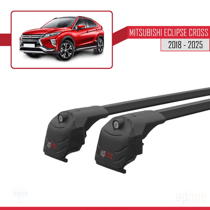 Compatible avec Mitsubishi Eclipse Cross (GK) 2018-2025 ACE-2 Barres de Toit Railing Porte-Bagages de Voiture Noir Aluminium 2 Barres