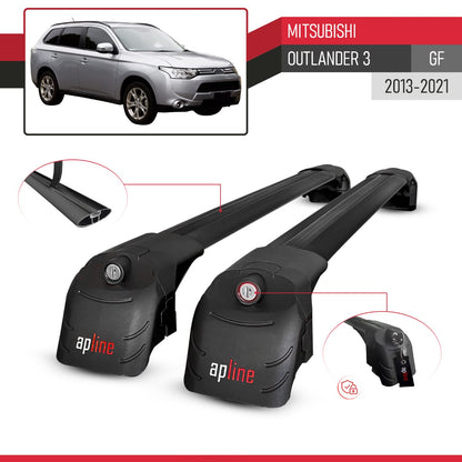 ACE-2 Dakdrager bagagedrager compatibel met Mitsubishi Outlander 3 2013-2018 Spoorstaven Zwart Aluminium 2 Staven