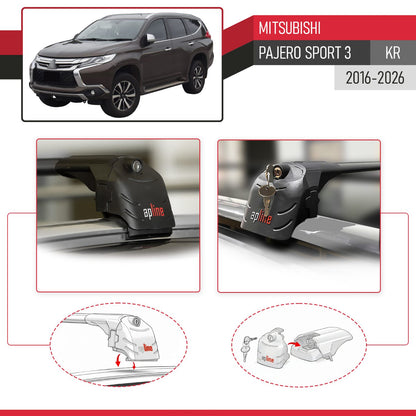 ACE-2 Dakdrager bagagedrager compatibel met Mitsubishi Pajero Sport 3 2016-2025 Spoorstaven Zwart Aluminium 2 Staven