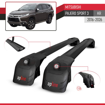 ACE-2 Dakdrager bagagedrager compatibel met Mitsubishi Pajero Sport 3 2016-2025 Spoorstaven Zwart Aluminium 2 Staven