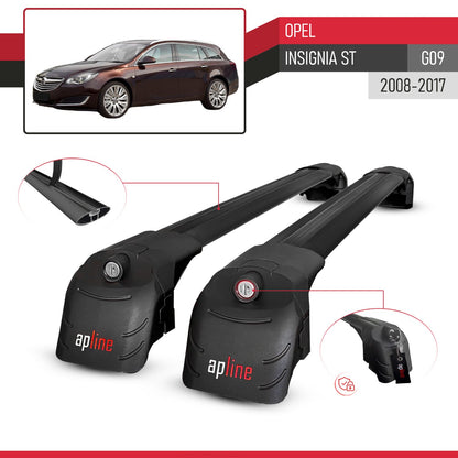 Compatible avec Opel Insignia (G09) ST 2008-2017 ACE-2 modèle Barres de Toit Railing Porte-Bagages de Voiture Noir Aluminium Barres