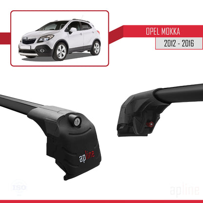 Compatible avec Opel Mokka A (J13) 2012-2016 ACE-2 Barres de Toit Railing Porte-Bagages de Voiture Noir Aluminium 2 Barres