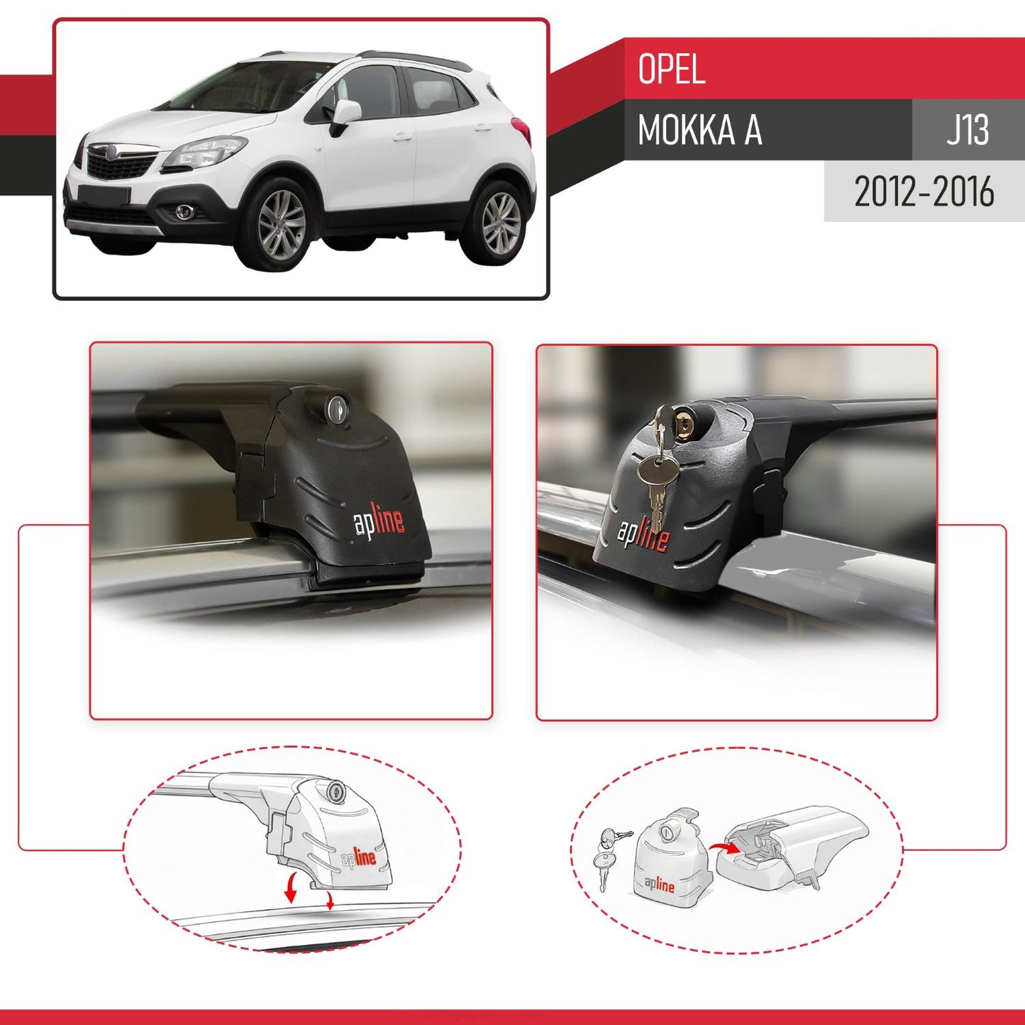 Compatibile con Opel Mokka A (J13) 2012-2016 ACE-2 Barre Tetto Portapacchi Auto Barre Portatutto Nero Alluminio 2 Barre