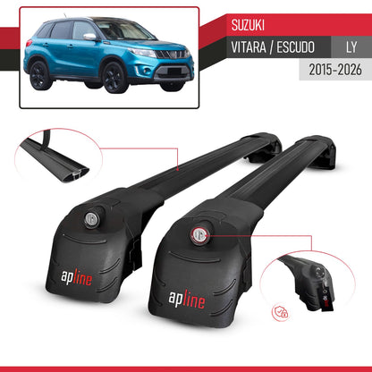 Kompatibel mit Suzuki Vitara/Escudo (LY) 2015-2025 ACE-2 Relingträger Dachträger Auto Gepäckträger Schwarz Aluminium 2 Stangen