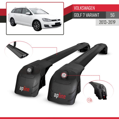 Kompatibel mit Volkswagen Golf 7 (5G) Variant 2013-2019 ACE-2 Relingträger Dachträger Auto Gepäckträger Schwarz Aluminium 2 Stangen
