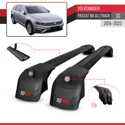 Kompatibel mit Volkswagen Passat B8 (3G) Alltrack 2016-2023 ACE-2 Relingträger Dachträger Auto Gepäckträger Schwarz Aluminium 2 Stangen
