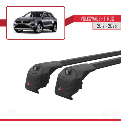 Compatible avec Volkswagen T-Roc 2017-2025 ACE-2 Barres de Toit Railing Porte-Bagages de Voiture Noir Aluminium 2 Barres