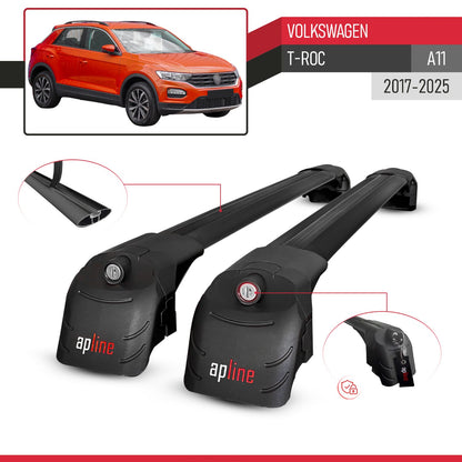 Kompatibel mit Volkswagen T-Roc 2017-2025 ACE-2 Relingträger Dachträger Auto Gepäckträger Schwarz Aluminium 2 Stangen