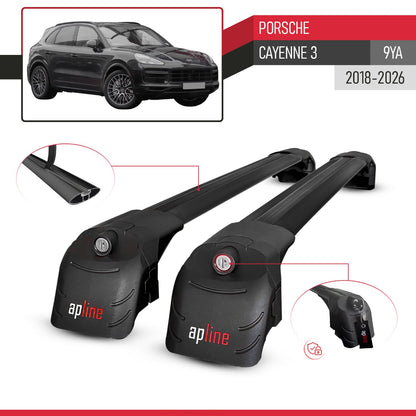 Compatible avec Porsche Cayenne 3 (9YA) 2018-2026 ACE-2 modèle Barres de Toit Railing Porte-Bagages de Voiture Noir Aluminium Barres