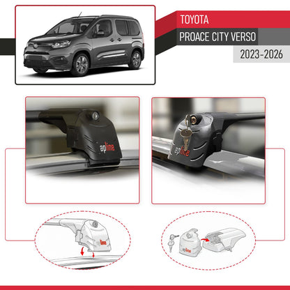 ACE-2 Dakdrager bagagedrager compatibel met Toyota Proace City Verso 2023-2025 Spoorstaven Zwart Aluminium 2 Staven